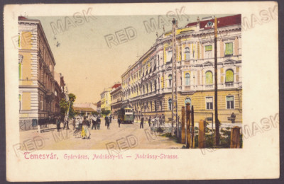 1475 - TIMISOARA, Tram, Market, Romania - old postcard - used - 1912 foto