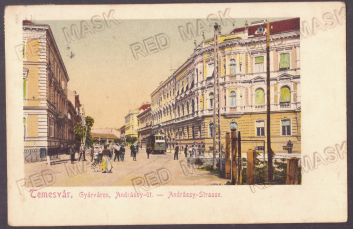 1475 - TIMISOARA, Tram, Market, Romania - old postcard - used - 1912