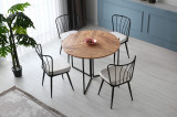 Cumpara ieftin Set 4 scaune, Nmobb, Yildiz 186, 43 x 82 x 42 cm, metal/pal, negru/alb