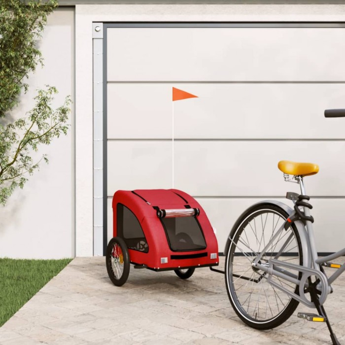 vidaXL Remorcă de bicicletă animale companie, roșu, textil oxford/fier