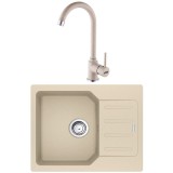 Pachet chiuveta bucatarie compozit fragranite Franke UCG 611-62, dreptunghiulara, 1 cuva cu picurator, 62x50x19 cm, adancime cuva 19 cm + Baterie Pola