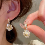 Cercei Eleganti, Cubic Zirconia Flower, Aurii