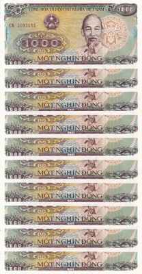 VIETNAM lot 10 buc. X 1.000 dong 1988 UNC!!! foto