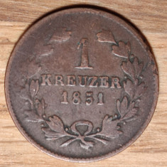 Germania state, Baden - raritate - moneda de colectie - 1 Kreuzer 1851 - Leopold