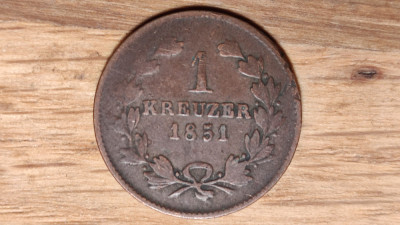 Germania state, Baden - raritate - moneda de colectie - 1 Kreuzer 1851 - Leopold foto