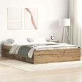 VidaXL Cadru pat fără saltea Stejar Artisan 140x190cm Lemn prelucrat