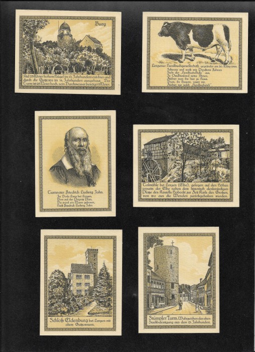Set Notgeld 3 x 50 + 3 x 75 pf Lenzen