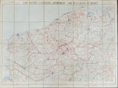 CARTE RUTIERE POUR CYCLISTES et AUTOMOBILISTES - NORD DE LA FRANCE et BELGIQUE , HARTA , INCEPUTUL SEC. XX