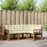 vidaXL Set de canapele de exterior cu pernă 4 pcs Natural și Crem 3368621