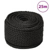 Fr&acirc;nghie de lucru, negru, 14 mm, 25 m, polipropilenă