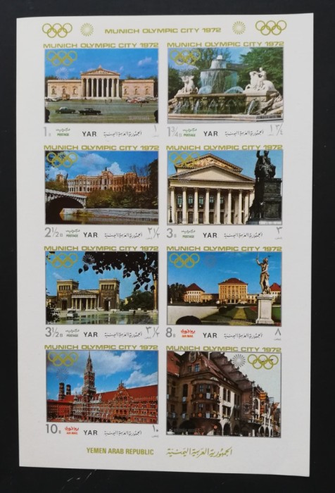 YEMEN A.R.-MUNICH ORAS OLIMPIC--Serie 7 v.+ 1 Vg.in M/Sh.-Nedantelat-MNH**-YAR11