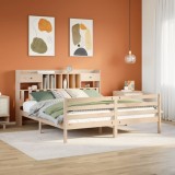 Cumpara ieftin Pat cu bibliotecă fără saltea, 180x200 cm, lemn masiv de pin