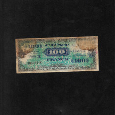 Rar! Franta 100 francs franci 1944 seria30295448 aliati uzata