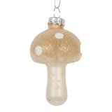 Cumpara ieftin Set 6 ornamente brad Ciupercute Craciun sticla bej alba &Oslash; 4x8 cm