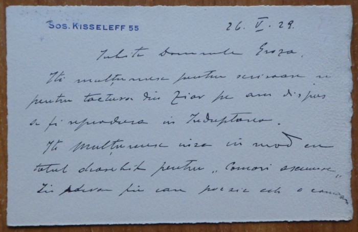 Scrisoare a Maresalului Alexandru Averescu catre Petru Groza, 1929