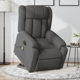 vidaXL Fotoliu electric masaj rabatabil cu ridicare, gri &icirc;nchis textil