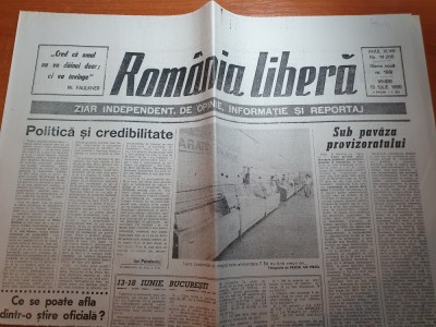 ziarul romania libera 13 iulie 1990-art. &amp;quot; s-a tras sau nu s-a tras?&amp;quot; foto
