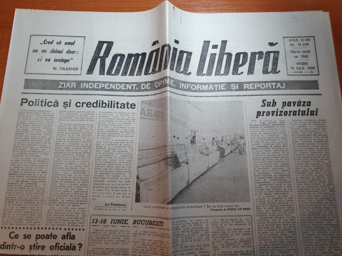ziarul romania libera 13 iulie 1990-art. &quot; s-a tras sau nu s-a tras?&quot;