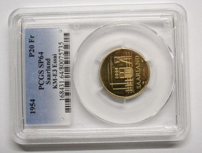 PROBA . SAARLAND 20 FRANCI ESSAI 1954 SP64 . foto