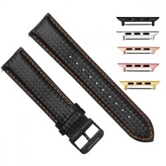 Curea piele, compatibila Apple Watch 9|8|7|6|5|4|3|2|1 Series, 41mm|40mm|38mm, telescoape QR, 20mm, Negru