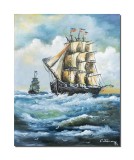 Tablou Veliere in bataia vantului pictat manual, 50x40cm pictura ulei pe panza, Constantin Feraru