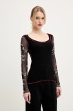 Desigual bluza MARTINA femei, culoarea negru, modelator, 25SWTKAJ