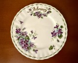 FARFURIE DIN PORTELAN ENGLEZESC- MARCAJ ROYAL ALBERT- BONE CHINA- FEBRUARY-VIOLETS D16CM