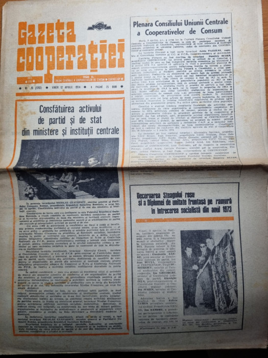 gazeta cooperatiei 12 aprilie 1974-art. jud. covasna,brasov,galati,constanta