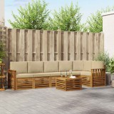vidaXL Seturi de canapele 7 pcs Natural și Bej Lemn Solid de Acacia 3374923