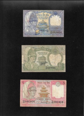 Set Nepal 1 + 2 + 5 rupii rupees foto