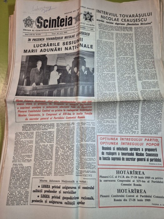 ziarul scanteia 30 iunie 1989 - marea adunare nationala