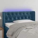 vidaXL Tăblie de pat cu LED, albastru &icirc;nchis, 103x16x78/88 cm, catifea 3123618