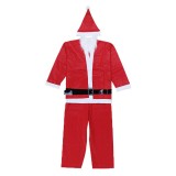 Costum mos craciun pentru adult, 5 piese polar, rosu