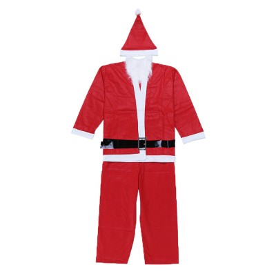 Costum mos craciun pentru adult, 5 piese polar, rosu foto
