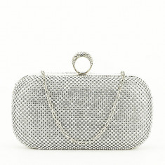 Geanta clutch cu pietricele B-BFL-1061 05 argintiu