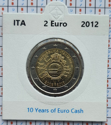 Italia 2 euro 2012 UNC - 10 Years Euro - km 350 - cartonas personalizat D35701 foto