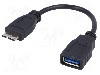 Cablu USB A soclu, USB B micro mufa, OTG, USB 3.0, lungime 0.15m, negru, AKYGA - AK-AD-30 foto