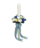 Lumanare nunta sau botez, 60 cm, Eventissimi, trandafiri sapun, alb albastru, Eventissimi&reg;