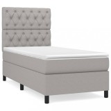 Cumpara ieftin Pat continental cu saltea, gri deschis, 80x200 cm, textil
