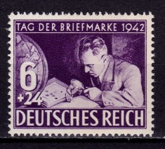 ✅ ( S47 ) Germania Reich 1942 &quot;Ziua marcii postale - Colectionarul de timbre &quot; serie completa Michel 811, MNH