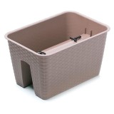 Ghiveci decorativ de flori, dreptunghiular, pentru balustrade, cafeniu, 39.6x27.2x22.5 cm, Ratolla Railing&nbsp;, Prosperplast