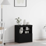 Dulap cu lumini LED, stejar negru, 60x37x67 cm