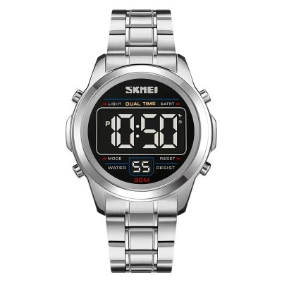 Ceas barbatesc de mana Skmei Digital Sport Alarma Data Cronograf Argintiu foto