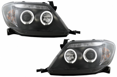 Faruri Angel Eyes Toyota Hilux (2005-2011) Negru Performance AutoTuning foto