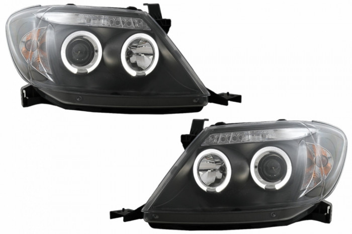 Faruri Angel Eyes Toyota Hilux (2005-2011) Negru Performance AutoTuning