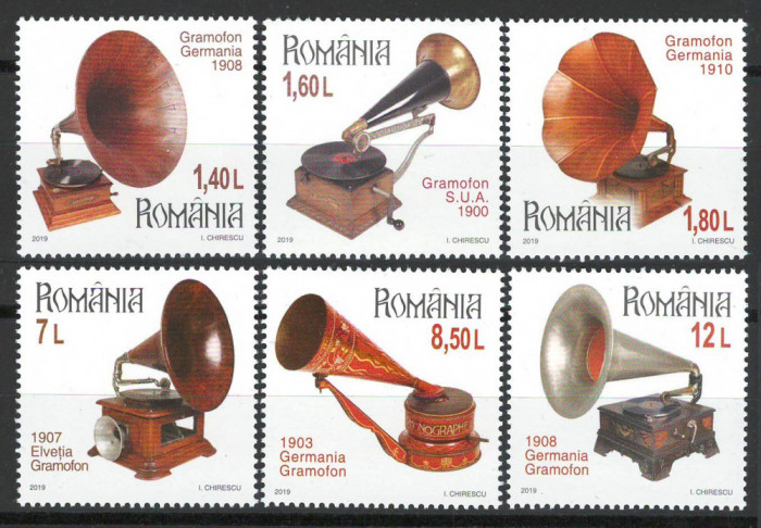 5x ✅ Romania 2019 Mi 7638/43 MNH - LP 2266 Colectii romanesti: gramofoane