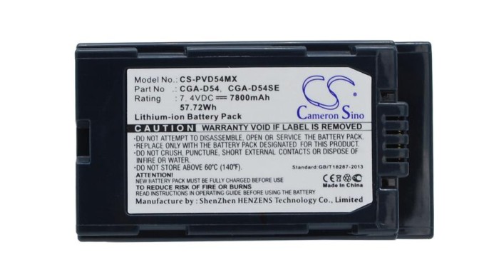 Cameron Sino 7800mAh Panasonic AG-DVC62,NV-MX500,NV-MX350,NV-GX7,NV-DS30A,NV-DS29,AG-DVC60E,AG-DVX100AP,NV-MX350B,AG-HVX200P Baterie