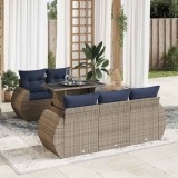 Gossi set mobilier gradina cu perne 6 piese gri poliratan/lemn acacia