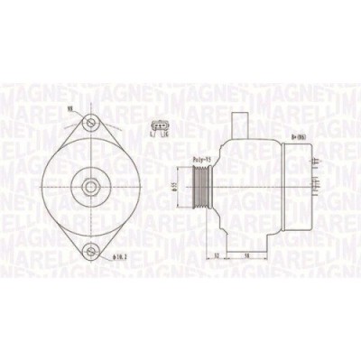 Alternator Opel: Agila (B) (H08); Suzuki: Grand Vitara 1 (Ft), Splash (Ex), Swift 3 (Mz), SX4 (Ey), 1.0, 1.2, 1.3, 1.5, 1.6 VVT, 2.0 4x4, fulie 55mm, foto