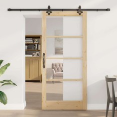 vidaXL Ușa glisantă Manual Maro 93 x 202 cm Lemn și metal